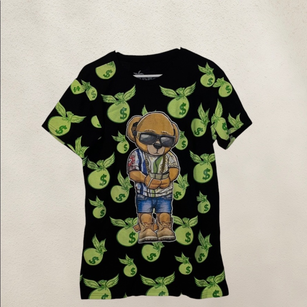 Money Bear T-Shirt (Black/green) (Men's medium)